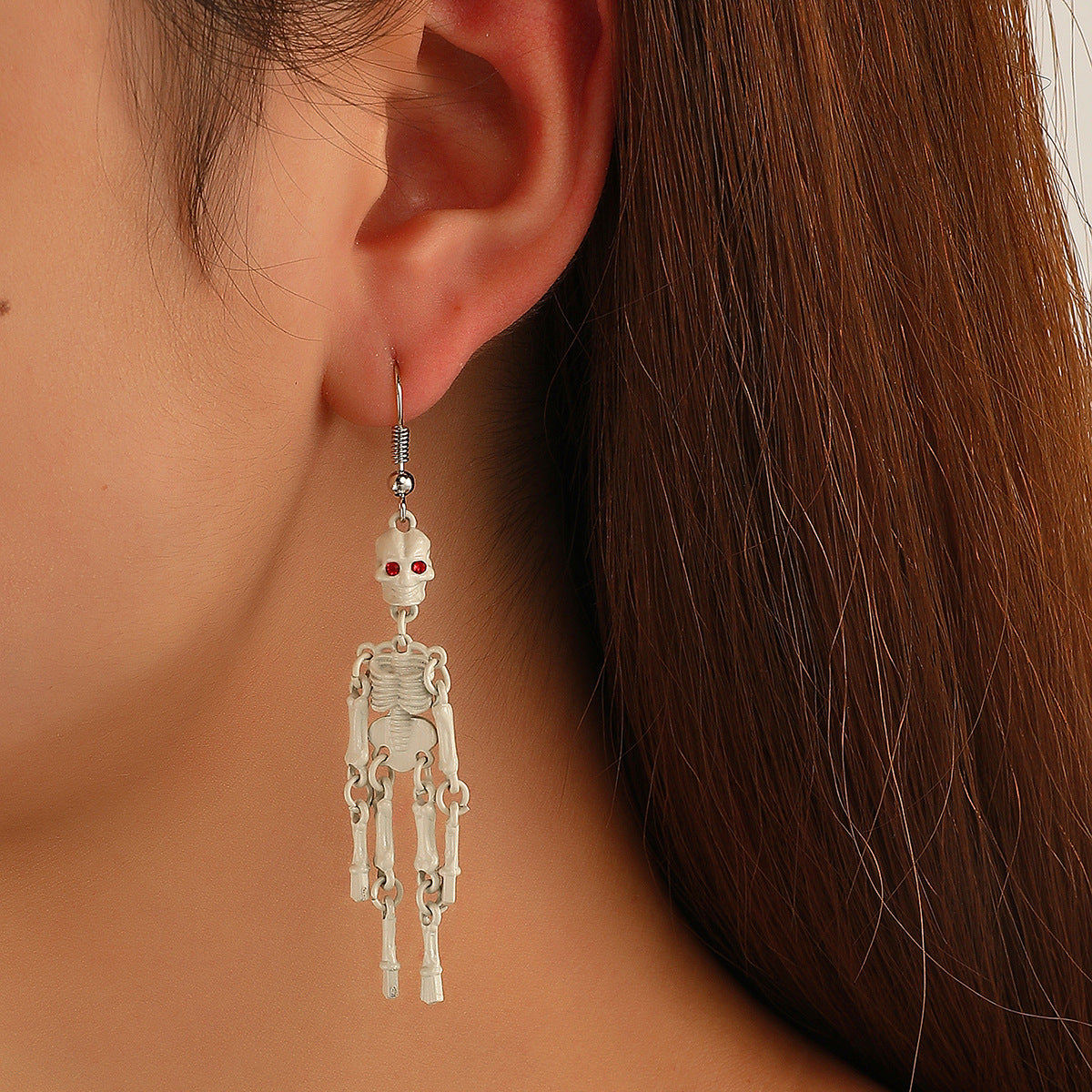 Wholesale Halloween Retro Exaggerated Gothic Horror Skull Heart Alloy Earrings